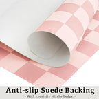 Ohocut Checkered Desk Mat, 31.5" x 15.7" Large Cute Coral Pink Aesthetic Retro - Image 7