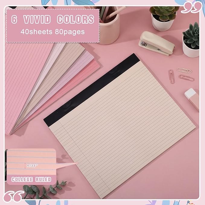 Lincia 6 Pcs 11" x 9.5" Legal Pads College Ruled Notepad Landscape Notebook - Image 3
