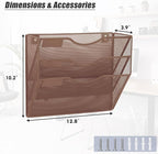 EASEPRES 3 Pocket Mesh Hanging Wall File Organizer, Wall Mounted Mail Paper - Image 2