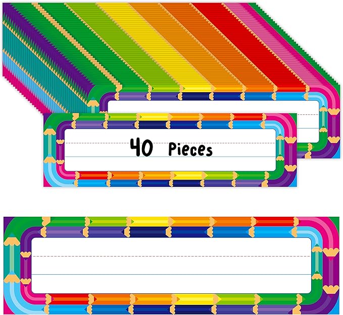 40PCS Desk Nameplates, Double Sided PET Film Desk Name Tags Erasable & Reusable by Gethelud