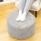asuprui round ottoman pouf foot stool, light gray, view 11