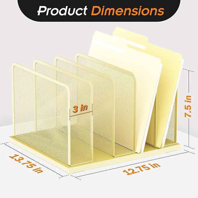 Kuntine.B Desk File Organizer Upright Mesh Desktop Organizer File Sorter Office - Image 2