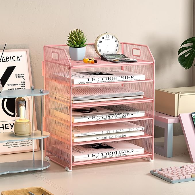 6 Tier Desk Organizer, Heavy-Duty Thick Metal Letter Tray Organizer, Large - Image 7