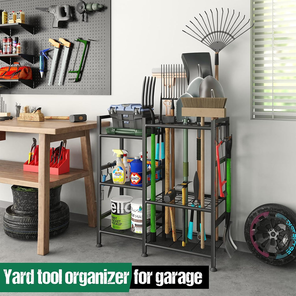 keomaisyto garden tool organizer with large hooks, garage, close-up detail