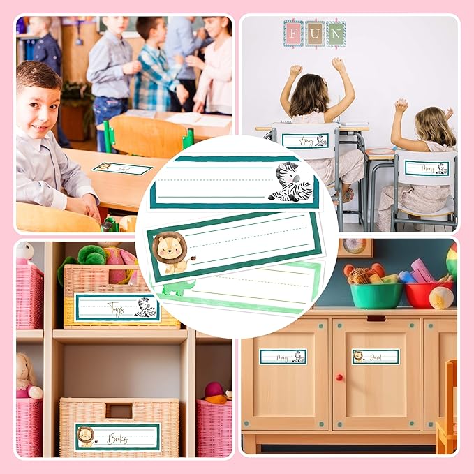 30 Name Tags for Classroom Cubbies, 3x9 in Woodland Animals Name Plates for - Image 4