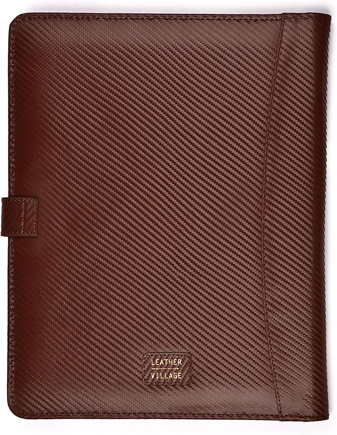 LEATHER VILLAGE Portfolio Professional Organizer– Carbon Fiber Genuine Leather - Image 5