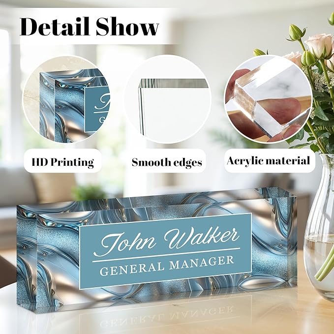 Personalized Name Plate for Desk, Custom Acrylic Desk Name Sign, Office - Image 2