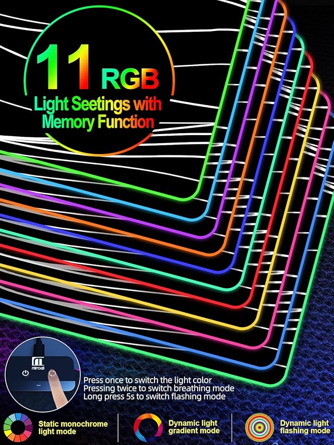 XXL Mouse Pad with Phone Holder, RGB Desk Mat with 15W Fast Charging, LED Large - Image 4