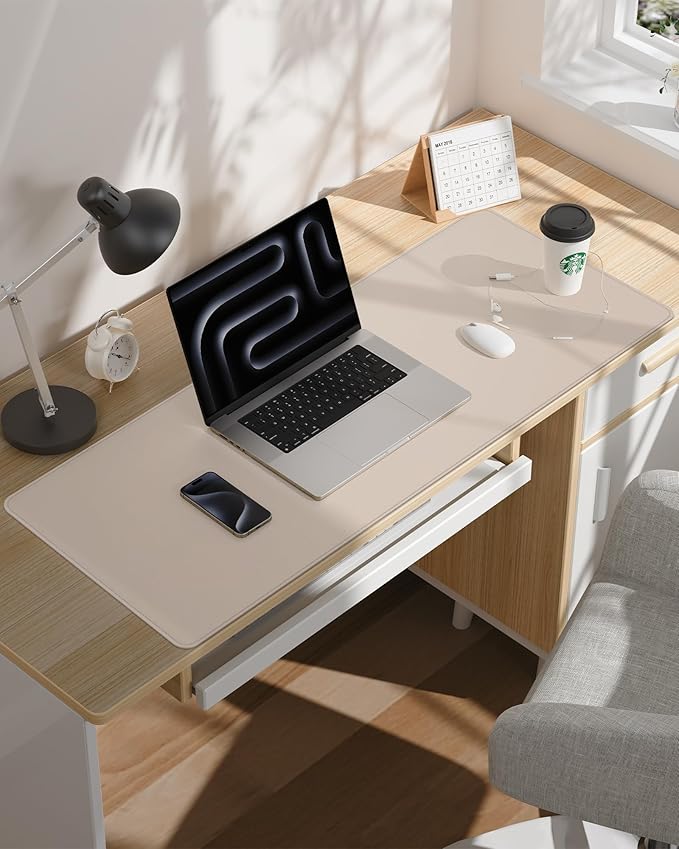 AFIING Leather Desk Pad Protector, Office Mat, Large Mouse Pad, Non-Slip PU - Image 6
