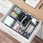 Black Office Desk Accessories, Desk Drawer Organizer, Stapler and Tape - Image 5