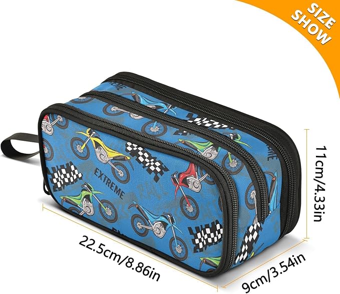 BOENLE Colorful Motorcycle Pencil Case Box Boys Girls Large Pencil Pouch - Image 4