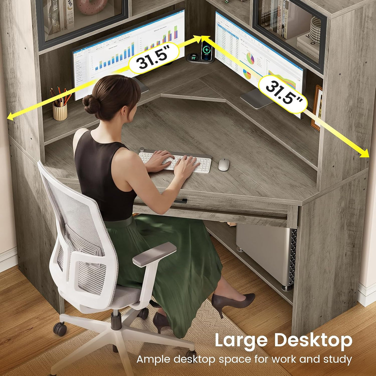 SEDETA 31.5" Corner Desk with Drawers, Small Office Computer Desk with S...