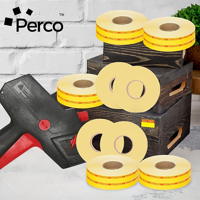 Perco Red Reverse Print on Yellow Sale Price Labels - Image 5
