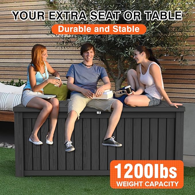 Decksplore Outdoor Storage Box Waterproof Large, 180 Gallon Lockable Resin Deck - Image 7