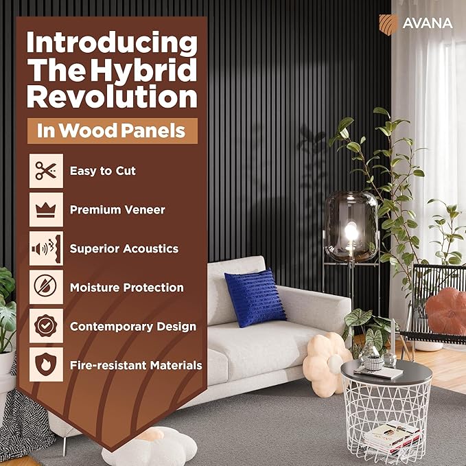 Avana Acoustic Wood Wall Panels – 94.4 x 12.6 Inch Black Oak Acoustic Panels 4 - Image 2