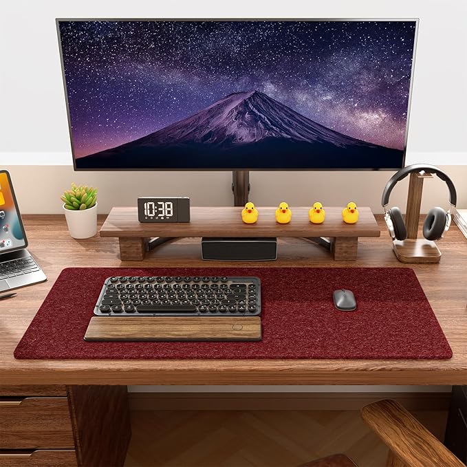 Auhoahsil Felt Desk Mat, Minimalist Large Mouse Pad XL 31.5 x 11.8 in, Desk Matt - Image 7