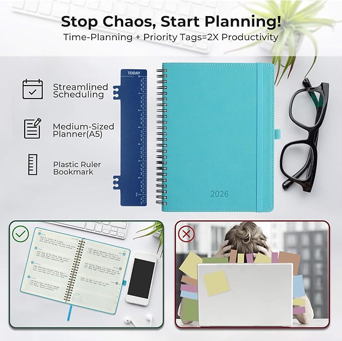 IN-LUXPRO Planner 2026 Daily Weekly and Monthly, 12 Months Spiral Bound - Image 8