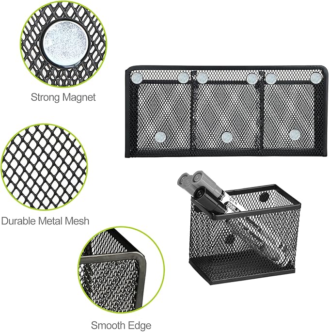 Neudeco Magnetic Pencil Holder, Locker Shelf Organizer, Metal Storage Basket - Image 4