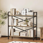 Homeiju 3 Tier Bookshelf 31.49" Width, Wood and Metal Etagere Bookcase - Image 2