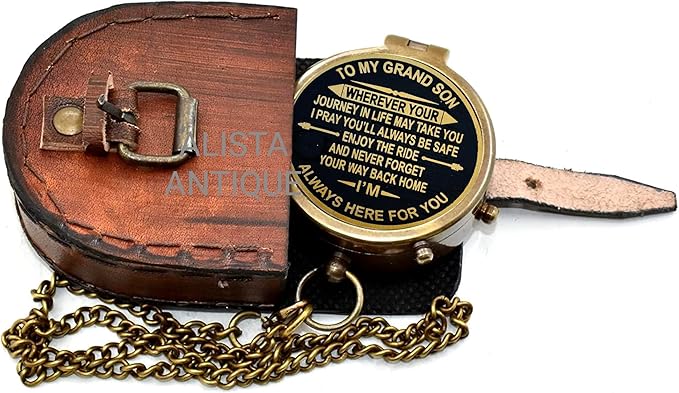 Vintage Brass Pocket Compass Gift - Image 6