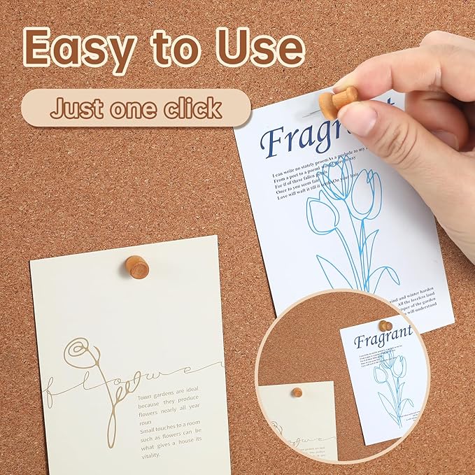 GOOLADA 114Pcs Decorative Push Pins in 7 Types and 2 Colors Wooden Push Pins - Image 4