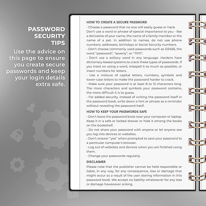 Clever Fox Password Book Spiral – Mini Internet Address & Password Organizer - Image 5