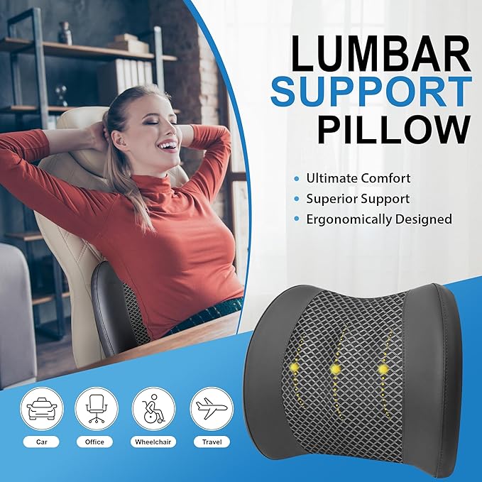 Lofty Aim Memory Foam Lumbar Cushion Provides Lower Back Pain Relief and - Image 2