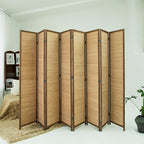 Loomveil 8 Panel Room Divider Folding Privacy Screen, 67 inch Bamboo Panel - Image 3