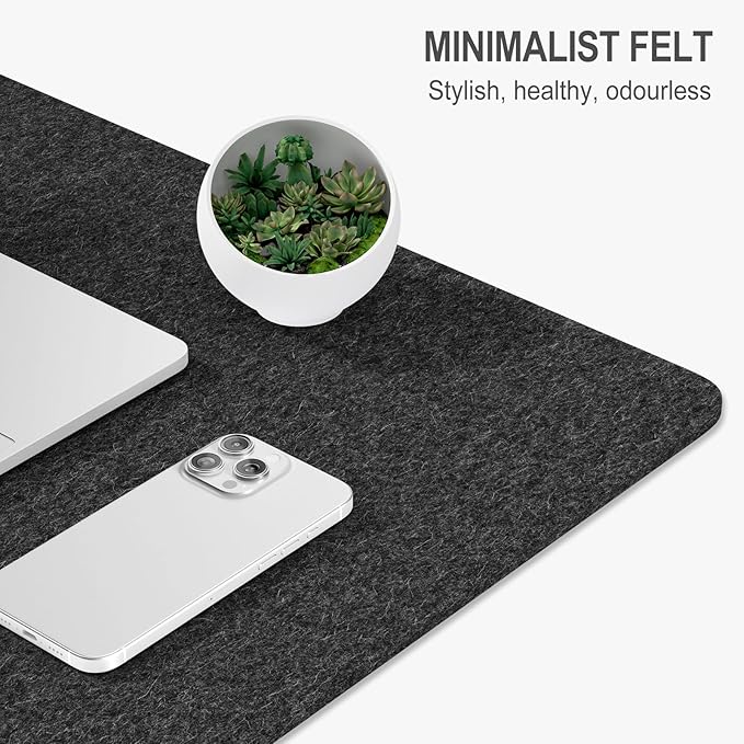 Auhoahsil Felt Desk Mat, Minimalist Large Mouse Pad XXL 35.5 x 15.7 in - Image 3