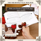 Cat Book Page Holder with Detachable Heart Gifts for Valentine's Day,Walnut Thumb Book Page Holders for Reading,Book Opener Holder Reading Accessories for Book Lovers with Gift Box (Large 0.94")