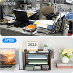 opnice desk organizer, 4-tier desktop file organizer with showing dimensions
