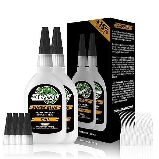 Thick Super CA Glue Kit 4.6 oz, Heavy Duty Clear Superglue Repair Wood Metal by CAMALEAO
