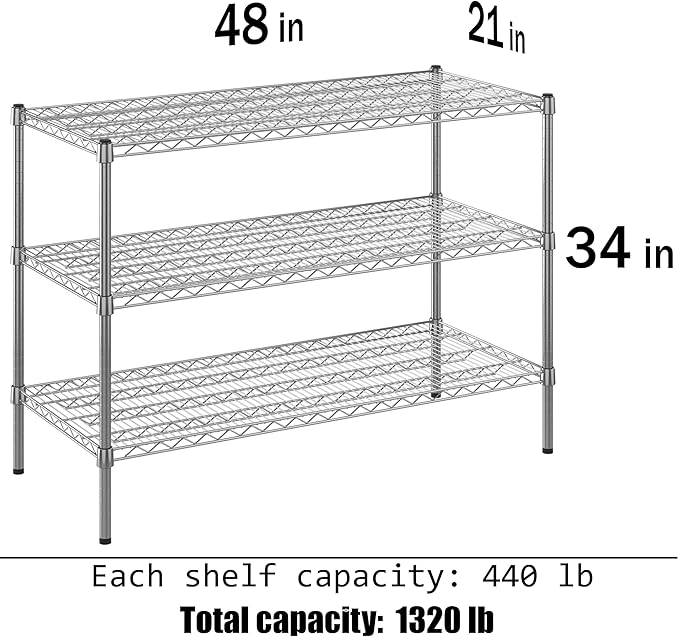 Regal Altair 21" Deep x 48" Wide x 34" Height Wire Shelving Kit | 3-Tier | NSF - Image 3