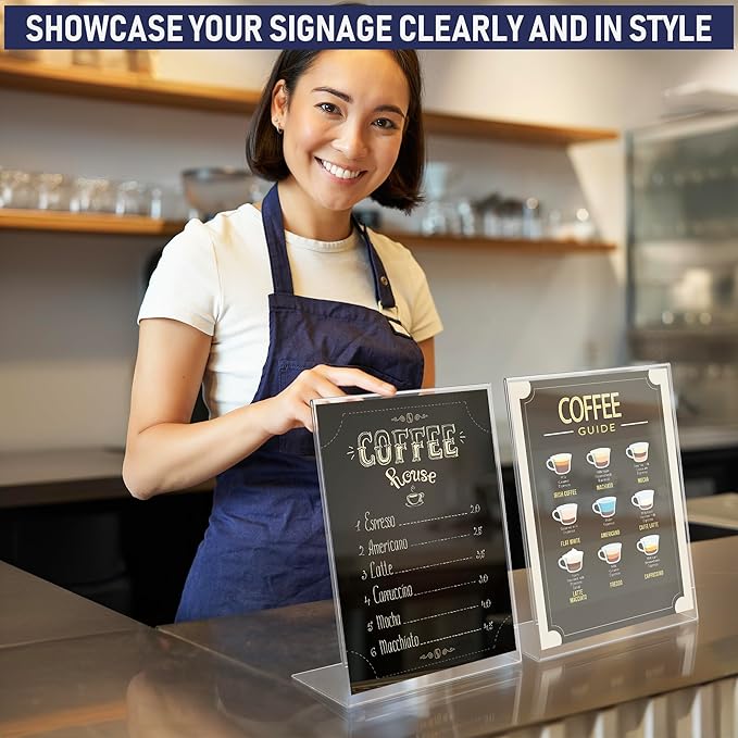 Acrylic Sign Holder 8.5 x 11, Slant Back Display Stand, A-Frame Flyer Display - Image 7