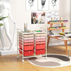 LDAILY 12 Drawer Rolling Storage Cart, Craft Cart Organizer on Wheels w/Metal - Image 2