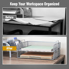 Mind Reader Stackable Paper Tray, Desktop Organizer, File Storage, Metal Mesh - Image 5