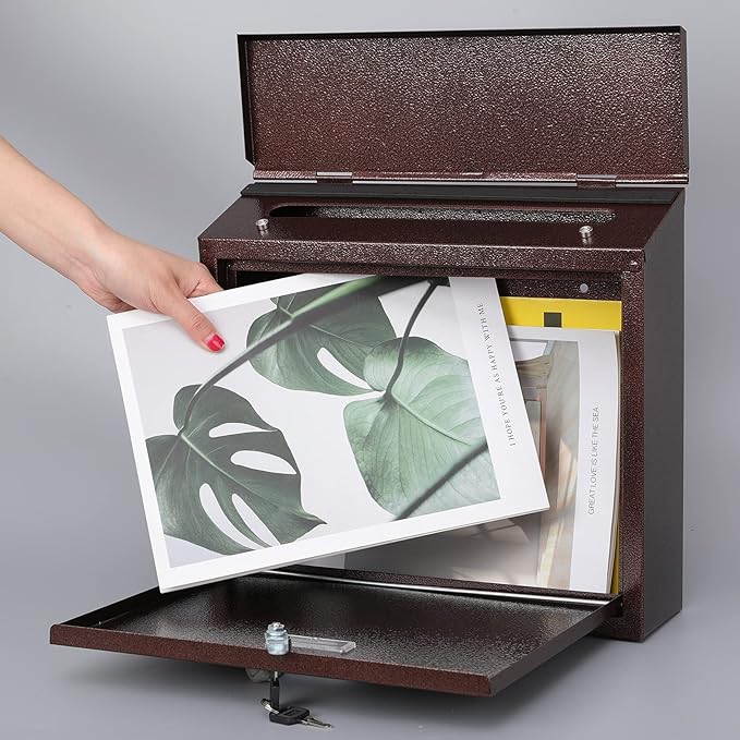 xydled Mail Boxes with Key Lock, Locking Mailbox Wall Mounted, Large Capacity - Image 3