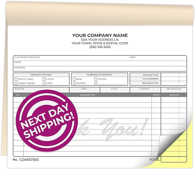Custom 8.5" x 7" Carbonless NCR Books in 2-Part Duplicate Invoices, Work Orders by PrintPPS