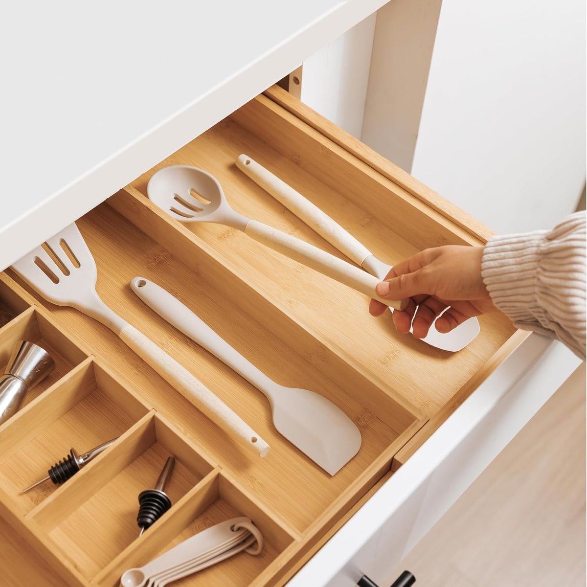 KitchenEdge Utensil & Junk Drawer Organizer, 19-33 in, Bamboo