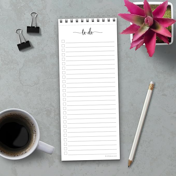 321Done Skinny to Do List Notepad, 3.7x8.5 Spiral - Image 3