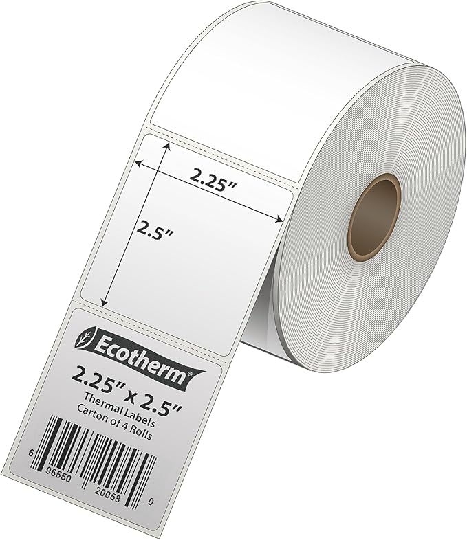 2.25" x 2.5" Thermal Labels | 4 Rolls | 2400 Labels | fits Zebra, Offnova - Image 2