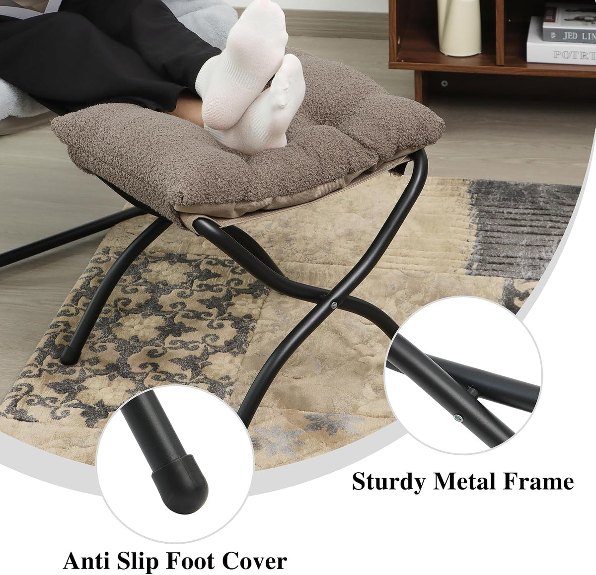 15"(H) Folding Ottoman, Foldable Footrest Stool, Portable Small Foot Sto...