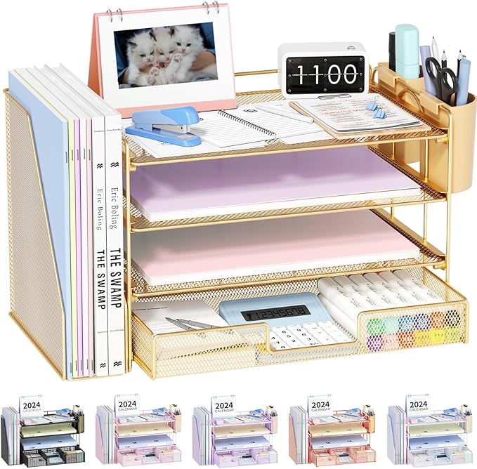 OPNICE Desk Organizer, 4-Tier Desktop File Organizer by OPNICE