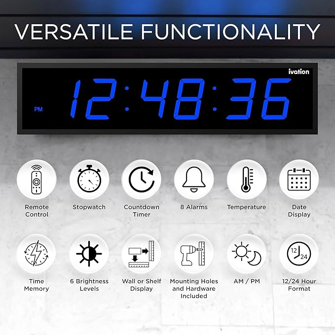 Ivation Huge Oversized 48" Large Digital LED Clock | Big Digital Clock - Image 7