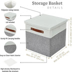 DECOMOMO Storage Basket with Lid, Storage Cubes with Handles, Fabric Box with - Image 4