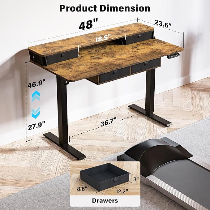 Kingant 48 x 24 Inch Electric Standing Desk - Image 2