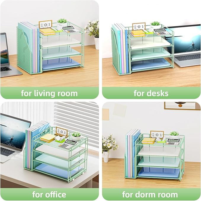 Marbrasse Desk Organizer and Accessories，4-Tier Paper Letter Tray Organizer - Image 6