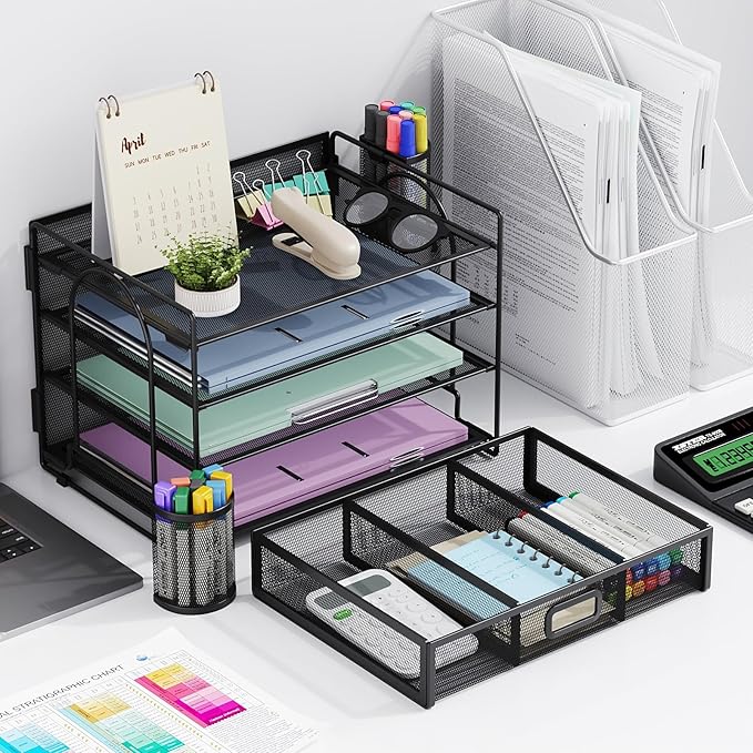 Marbrasse Desk Organizer and Accessories4-Tier Paper File Letter Tray - Image 7