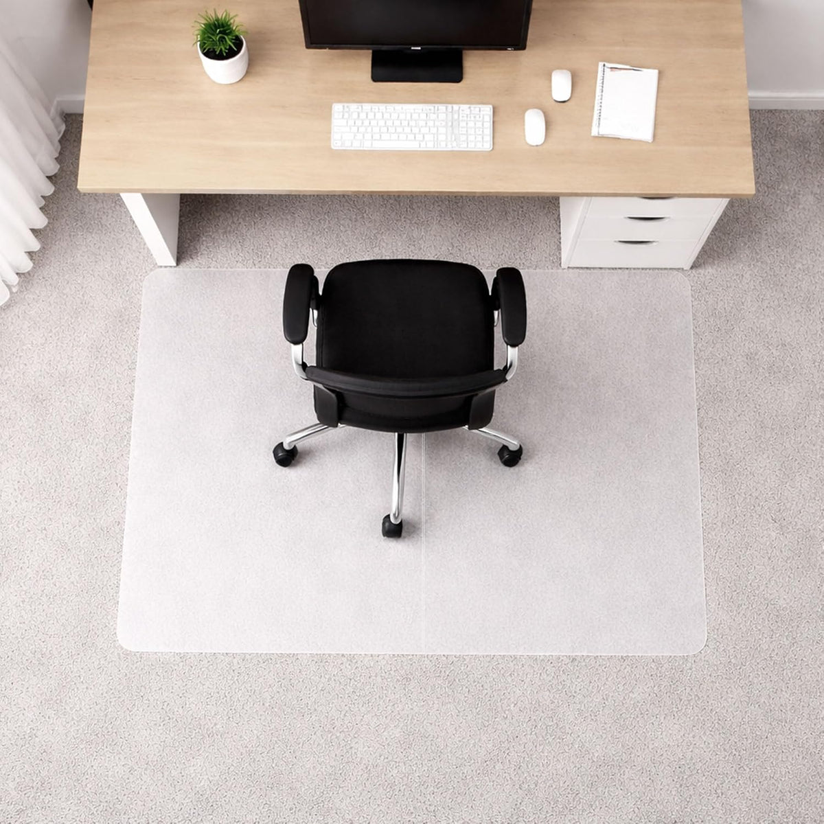 Marvelux White Office Chair Mat for Carpeted Floors 35.5"x46" Recta...
