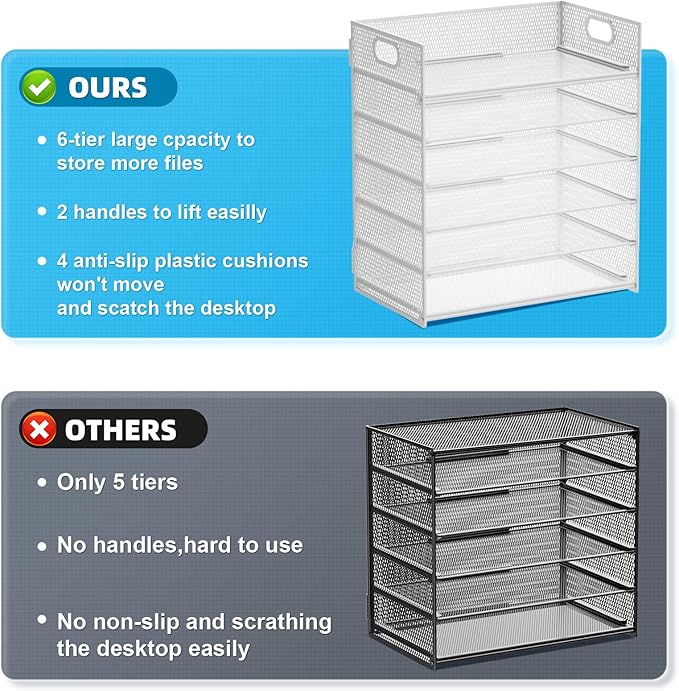 Marbrasse 6 Tier Paper Organizer Letter Tray - Image 2